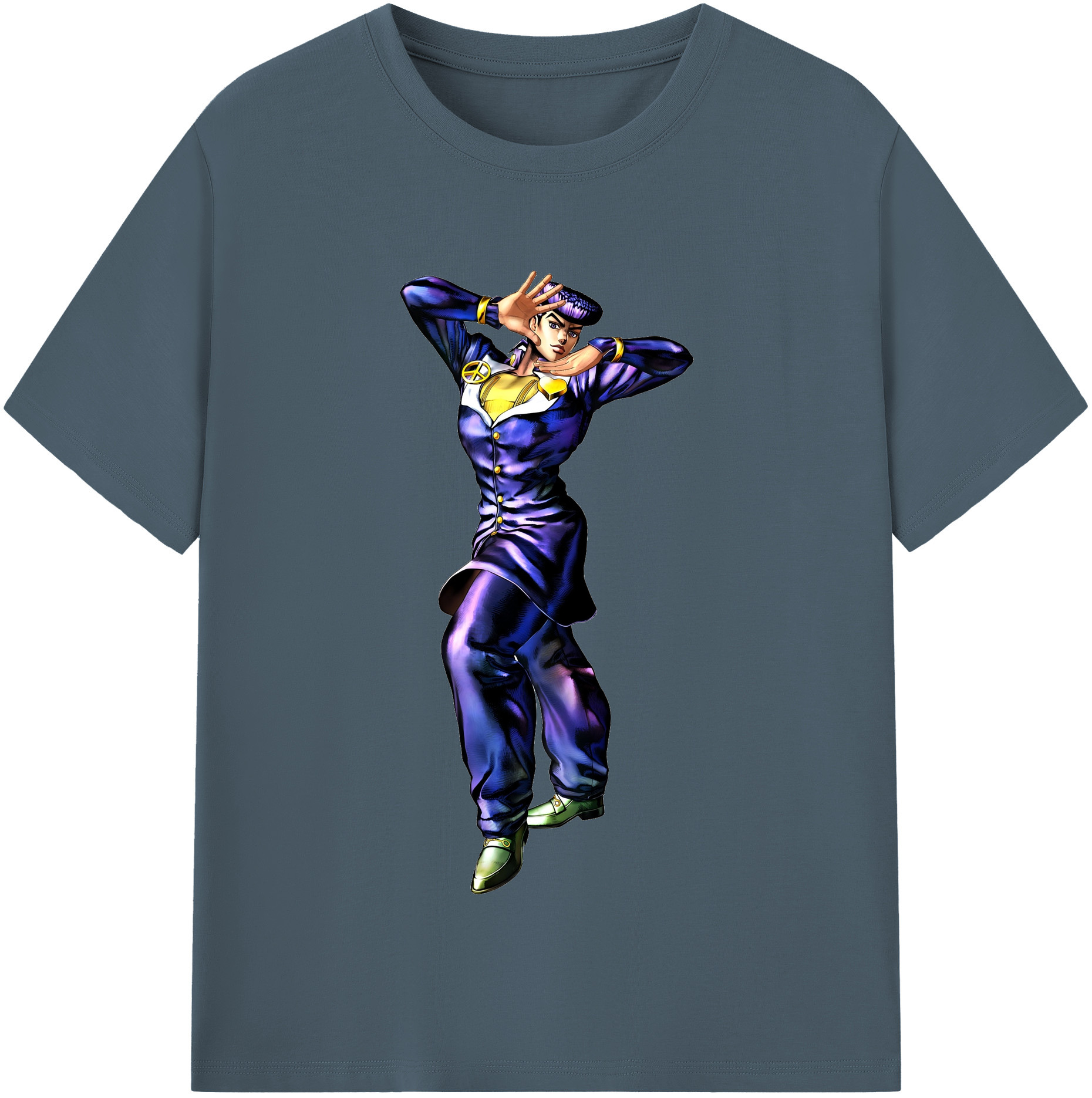 （画像用） ジョジョの奇妙な冒険 ひがしかた じょうすけ JoJo's Bizarre Adventure Higashikata Josuke 綿100％半袖Tシャツ（フロントプリント）